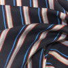 Плательная ткань темно-синяя полоска разноцветная