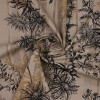 Ткань сатин из хлопка бежево-коричневая растительный принт