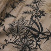 Ткань сатин из хлопка бежево-коричневая растительный принт