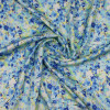 Ткань Вискоза Сатин голубая цветочный принт