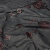 Ткань джинсовая черная цветочный принт