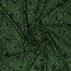 Плательная ткань льняная зеленая с рисунком