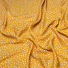 Ткань твил желтая принт горошек из вискозы