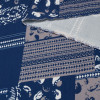 Ткань твил сине-бежевая принт абстракция