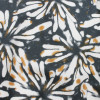 Ткань сатин из хлопка черная цветочный принт