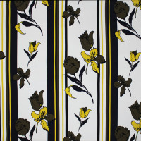 Плательная ткань черно-желтая Цветы