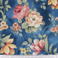 Портьерная ткань синяя цветочный мультипринт