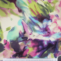 Ткань сатин из хлопка разноцветная цветочный принт