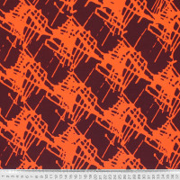 Трикотажная ткань бордово-оранжевая принт абстракция