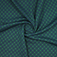 Трикотажная ткань жаккардовая темно-зеленая клеточка