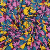 Плательная ткань разноцветный цветочный принт
