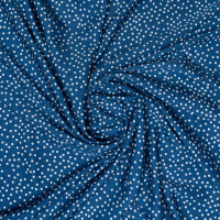 Ткань твил синяя принт горошек