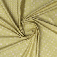 Ткань сатин из хлопка желтая белый горох