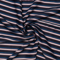 Плательная ткань темно-синяя полоска разноцветная