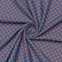 Ткань жаккард оранжево-синяя