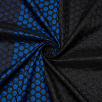 Ткань жаккард сине-черная с люрексом