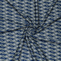 Трикотажная ткань жаккардовая синяя мультипринт геометрия