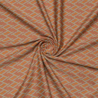 Трикотажная ткань жаккардовая коричневая принт геометрия