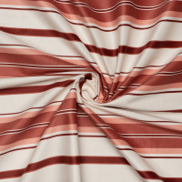 Мебельная ткань велюр белая бордово-розовая полоска
