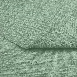 Трикотажная ткань футер светло-зеленая меланж
