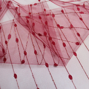 Ткань Сетка-Жаккард красная с люрексом
