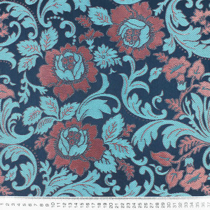 Мебельная ткань синяя цветочный принт