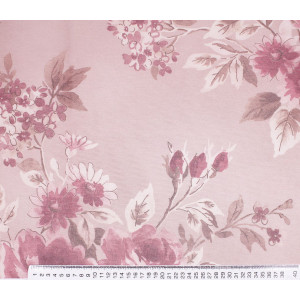 Портьерная ткань розовая растительный принт