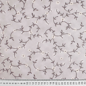 Мебельная ткань велюр белая растительный принт
