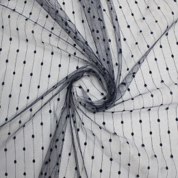 Ткань сетчатая с черным жаккардовым узором