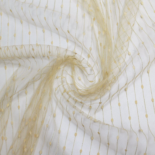 Сетчатая ткань бежевого цвета в полоску