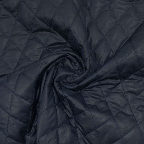 Стеганная ткань темно-синяя в ромбы