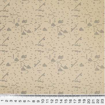 Плательная ткань хлопковая бежевая серый принт