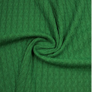 Трикотаж вязаный зеленый с косами