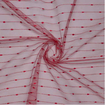 Ткань Сетка-Жаккард красная с люрексом