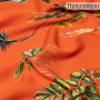 Ткань твил оранжевая принт цветы из вискозы