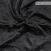 Ткань атлас черная с цветочной аппликацией