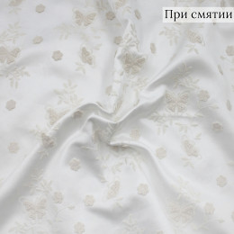 Ткань атласная белая с апликацией
