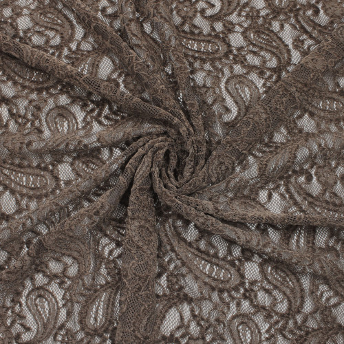 Кружевная ткань "Горький шоколад", кружево велюр