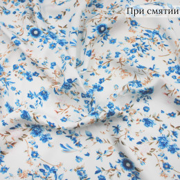 Сатиновая белая ткань в цветы