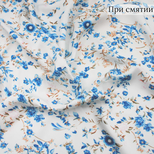 Сатиновая белая ткань в цветы