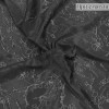 Ткань деворе с цветочным узором черная