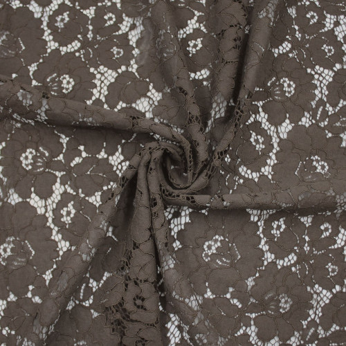 Кружевная ткань "Горький шоколад", кордовое кружево, хлопок
