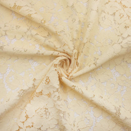 Бананового цвета кружевная ткань,  кордовое кружево, хлопок