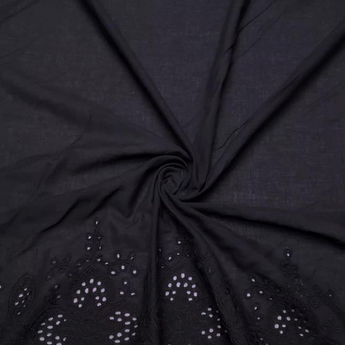 Вышитая ткань на хлопке черная