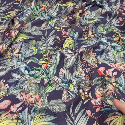 Батист с сиренево-рыжим принтом